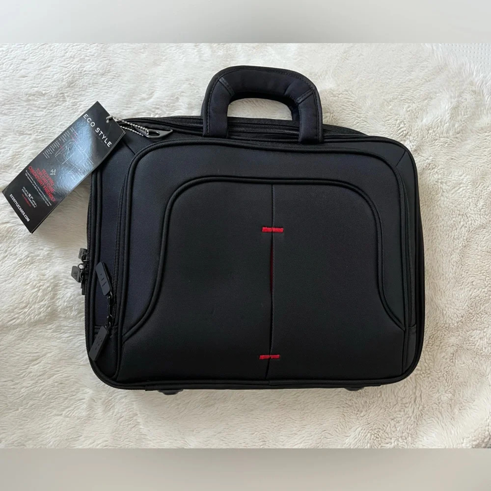 New black Eco Style Computer Tech Travel Office Work Business Bag fits 16.1”
